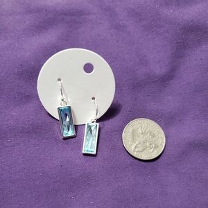 Light blue rectangle shaped dangle earings.